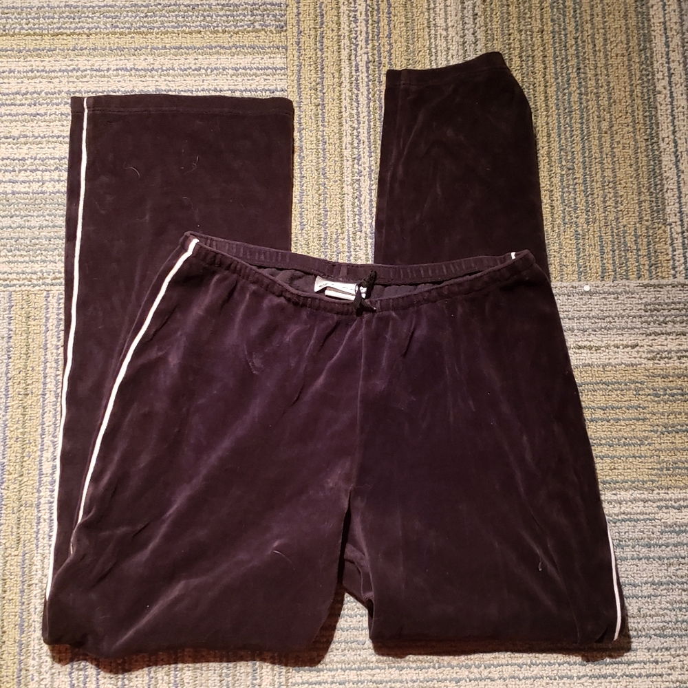 Vintage Weekend Black Womens Velour Track Pants With Side Stripe